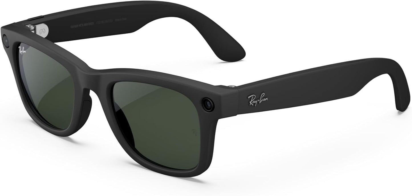 Ray-Ban Meta Glasses, Wayfarer, marcos negros mate, lentes de transición transparentes a verde grafito XL