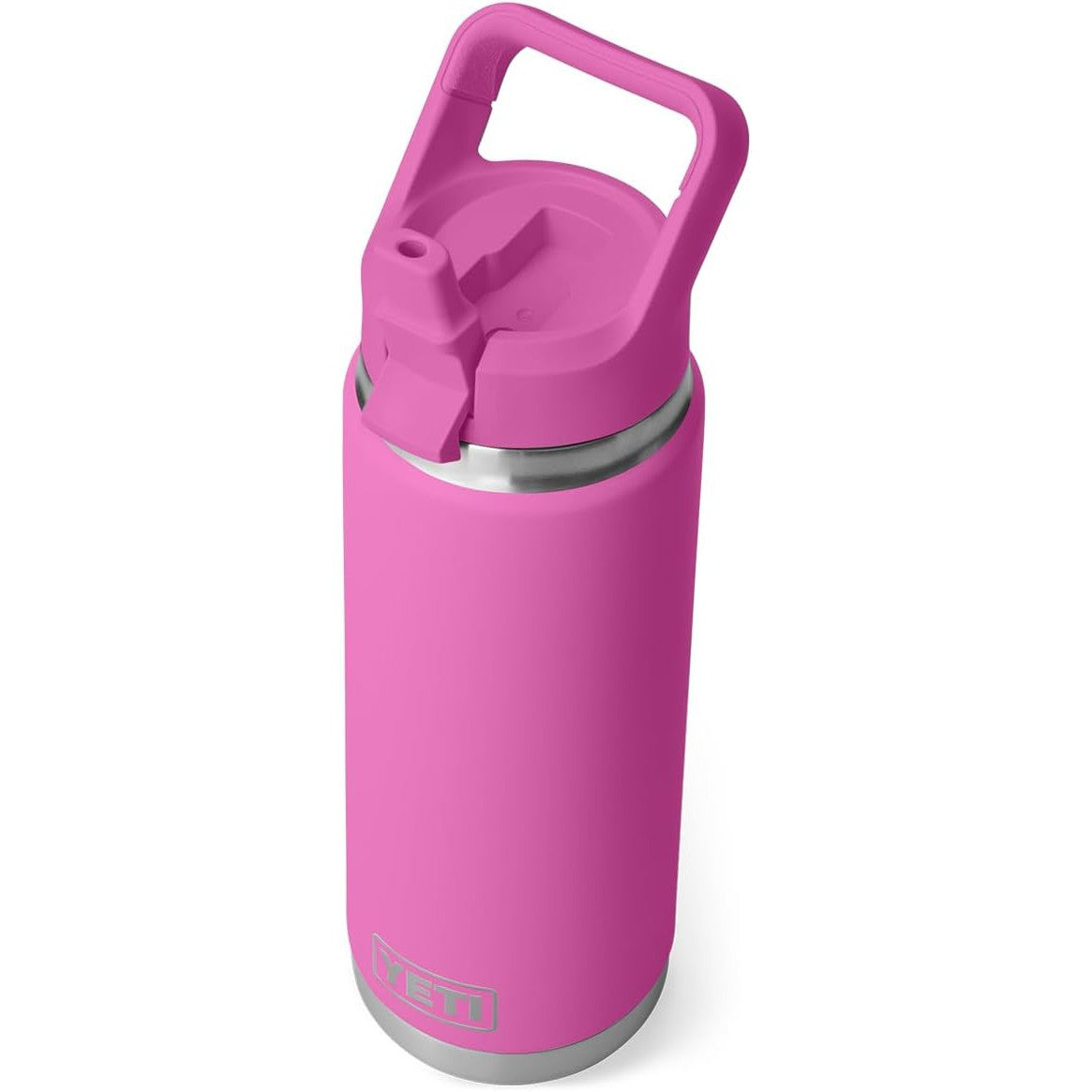 YETI Rambler Botella de 26 onzas, aislada al aspiradora, acero inoxidable con tapa de paja a juego, fucsia de flores silvestres