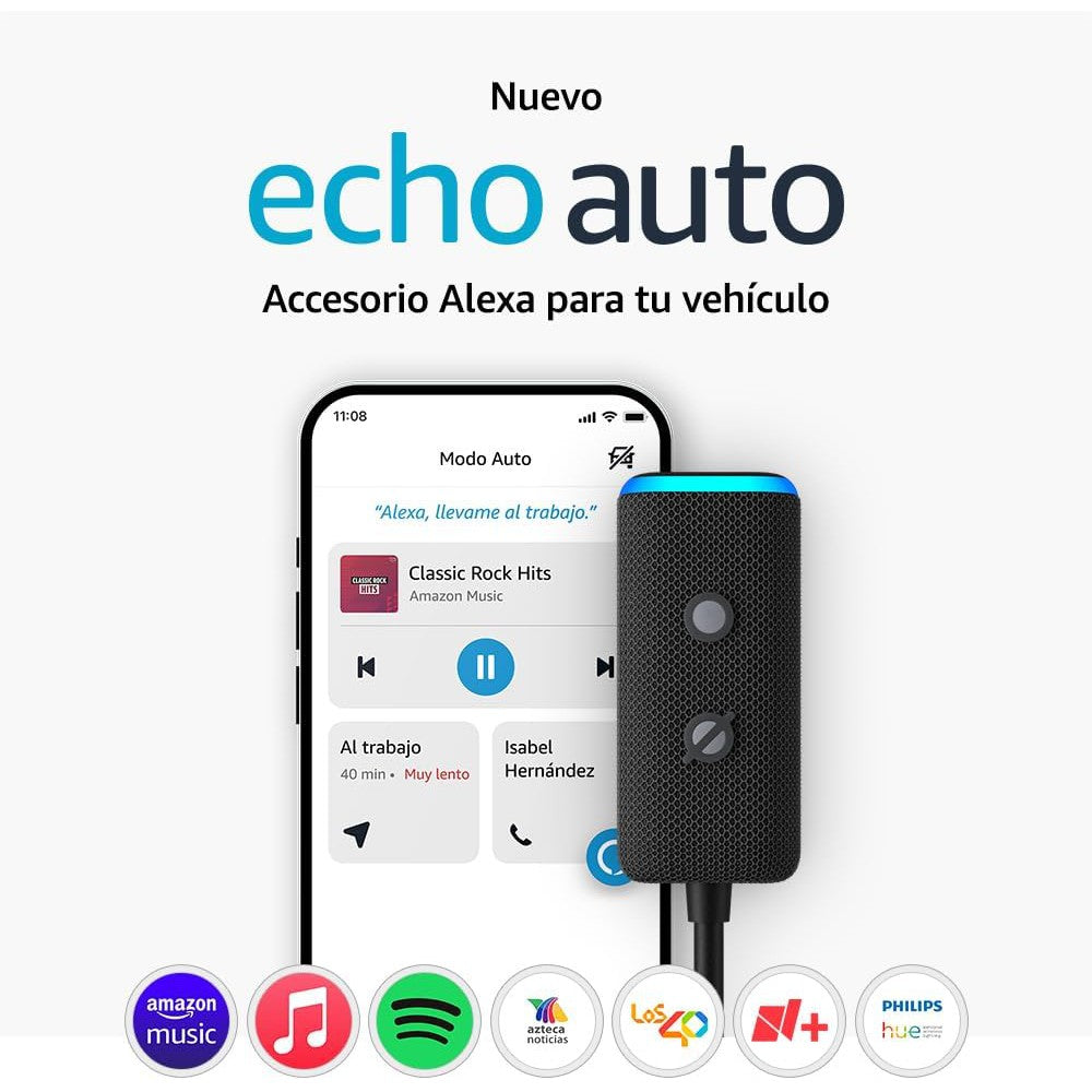 Alexa Amazon Echo Auto Echo Asistente Auto Inteligente Nuevo Color Negro