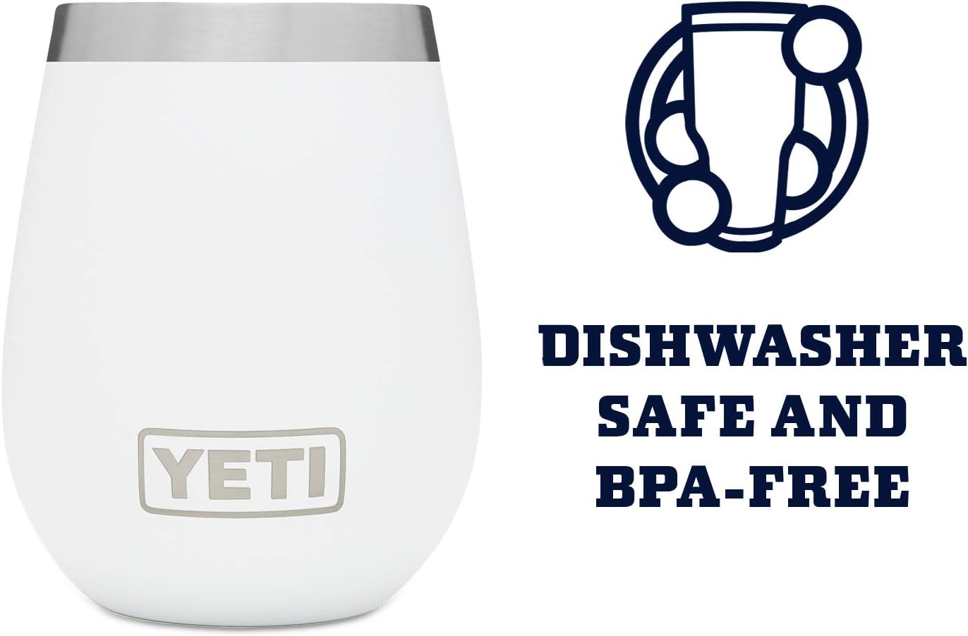 YETI Rambler Vaso de vino de 295 ml, aislado al vacío, acero inoxidable con tapa MagSlider - Blanco