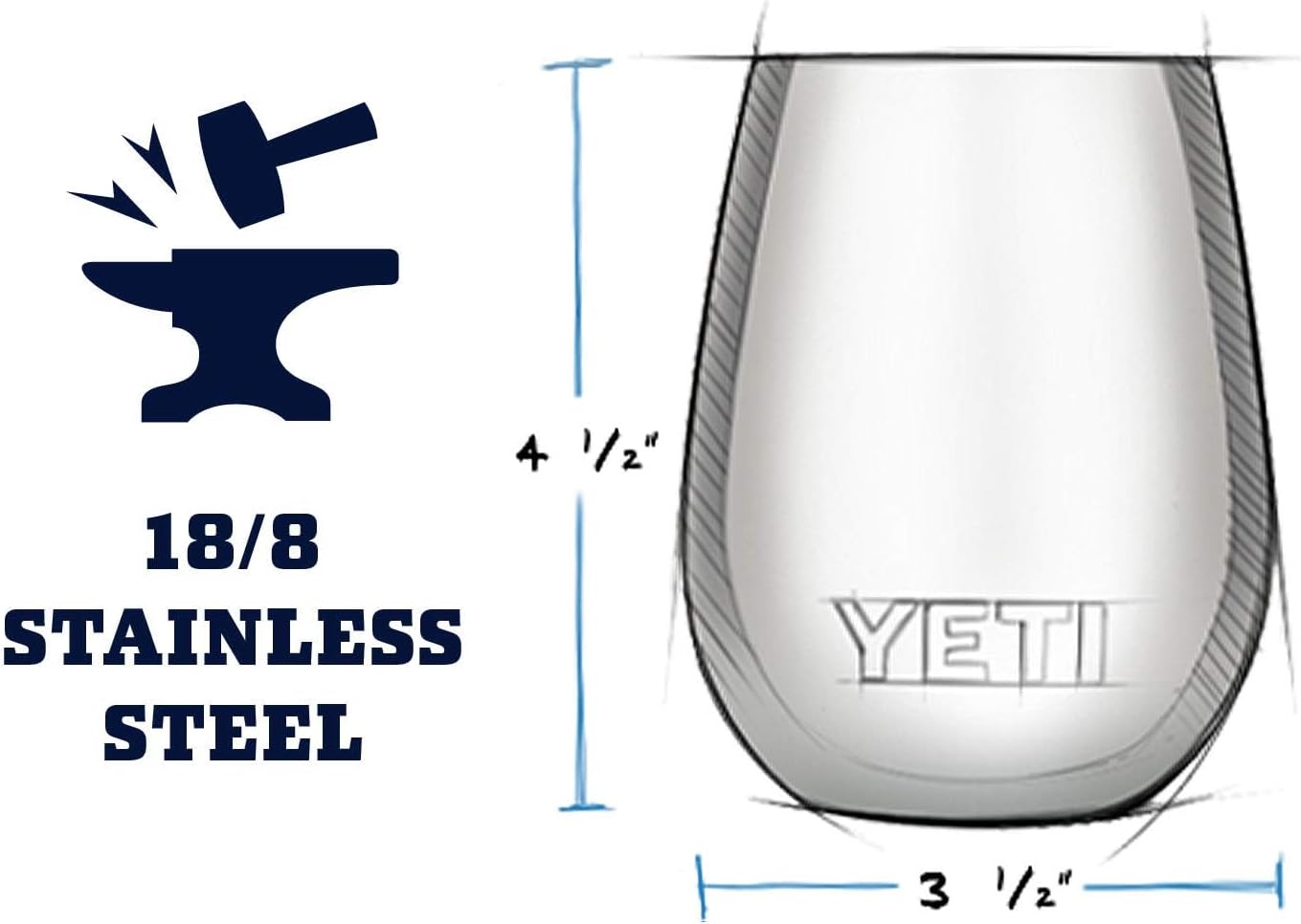 YETI Rambler Vaso de vino de 295 ml, aislado al vacío, acero inoxidable con tapa MagSlider - Blanco