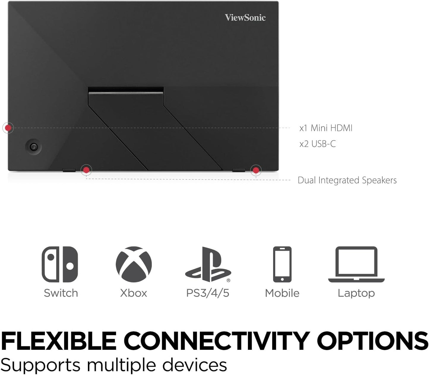 ViewSonic VA1653-15.6" Monitor IPS portátil de 1080p con USB C y Mini-HDMI