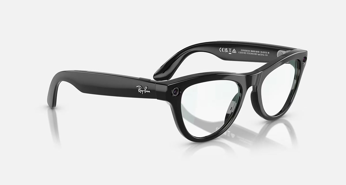 Meta Ray-Ban Glasses, Skyler, negro brillante, transparente, Negro