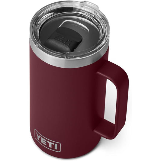 YETI Rambler Taza de 24 onzas, aislada al aspiradora, acero inoxidable con tapa MagSlider, color rojo vid salvaje