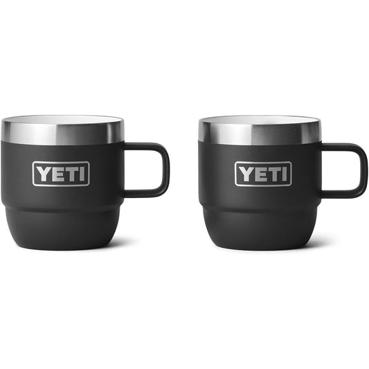 YETI Rambler Taza apilable de 6 onzas, acero inoxidable, aislamiento al aspiradora, taza de café expreso o café, paquete de 2, color negro