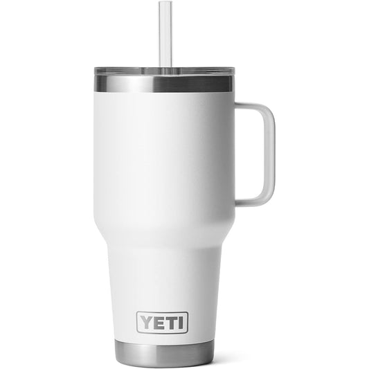 YETI Rambler - Taza con popote de 42 onzas, aislada al aspiradora, acero inoxidable - Blanco