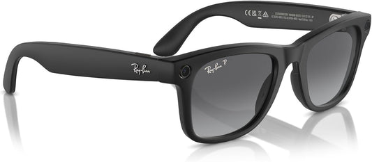 Lentes inteligentes Ray-Ban Meta Wayfarer Gen 1 talla Grande en negro mate con micas grafito polarizadas