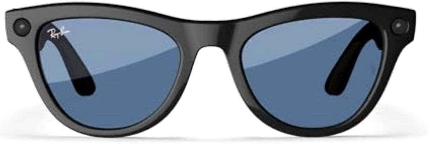 Ray-Ban | Meta Round, Skyler, Shiny Black/Transitions Cerulean Blue