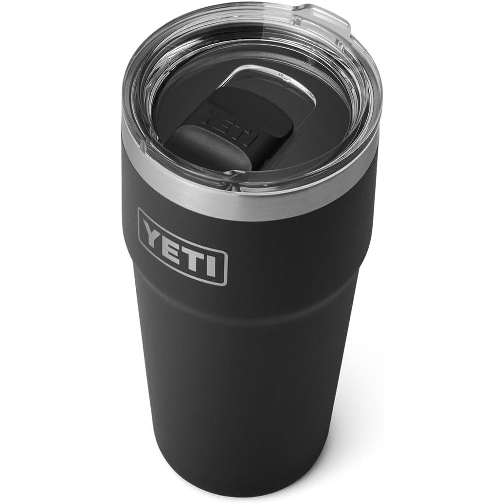 YETI Rambler - Vaso apilable de 20 onzas, acero inoxidable, aislado al aspiradora con tapa MagSlider, color negro