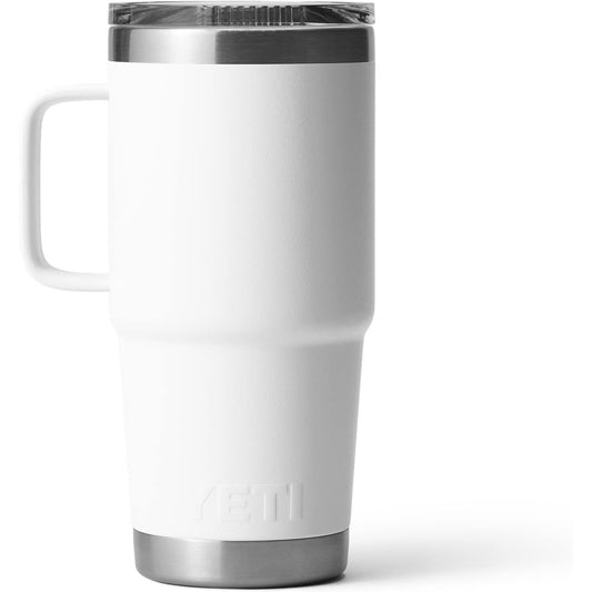 YETI Rambler - Taza de viaje de 20 onzas, acero inoxidable, aislada al aspiradora con tapa fuerte - Blanco