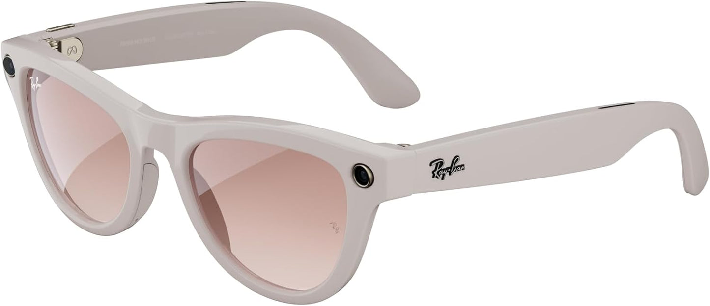 Ray-Ban | Meta Smart Glasses, Skyler, Shiny Chalky Grey/Cinnamon Pink