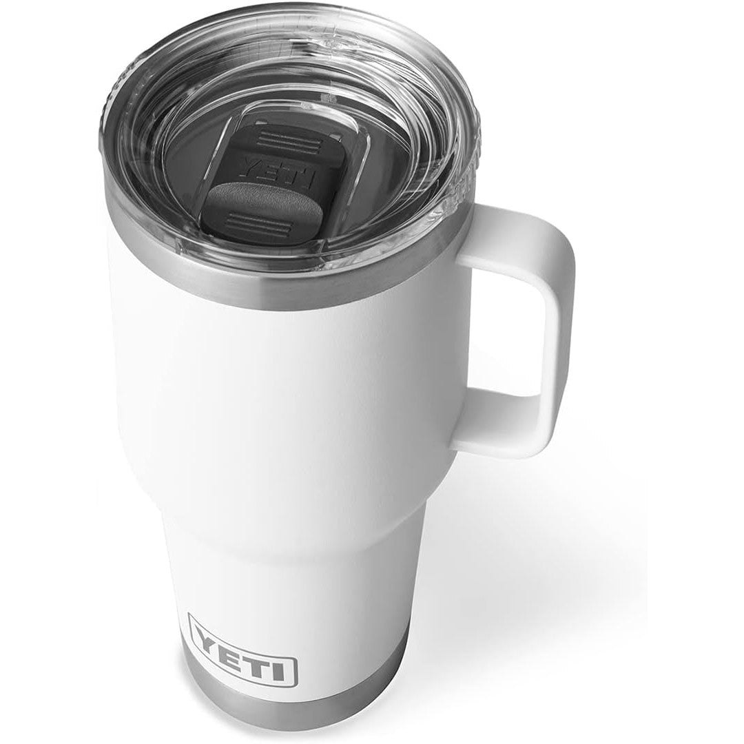 YETI Rambler - Taza de viaje de 30 onzas, acero inoxidable, aislada al aspiradora con tapa fuerte, BLANCO