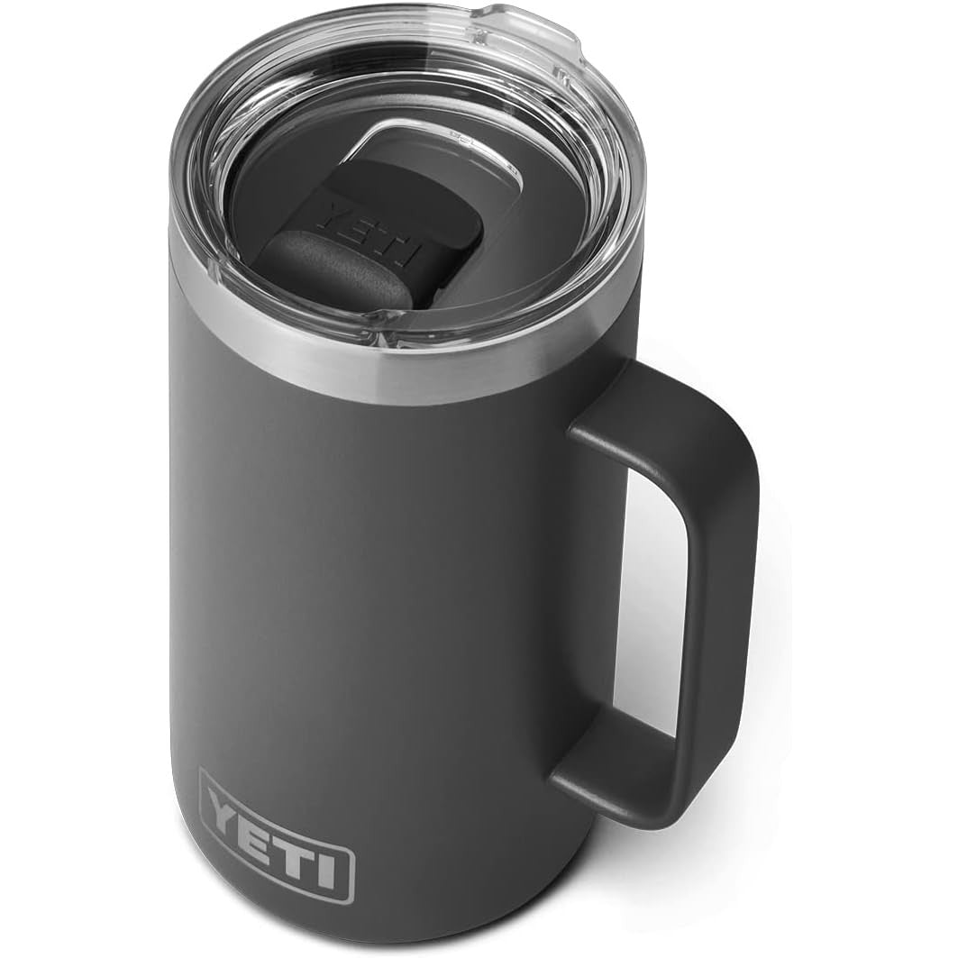 YETI Rambler Taza de 24 onzas, aislada al aspiradora, acero inoxidable con tapa MagSlider, color carbón