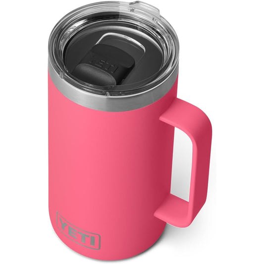 YETI Rambler Taza de 24 onzas, aislada al aspiradora, acero inoxidable con tapa MagSlider, rosa tropica