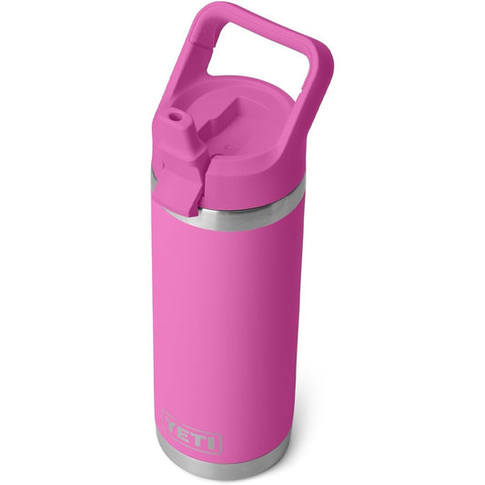 YETI Rambler Botella de 18 onzas, aislada al aspiradora, acero inoxidable con tapa de paja a juego, fucsia de flores silvestres