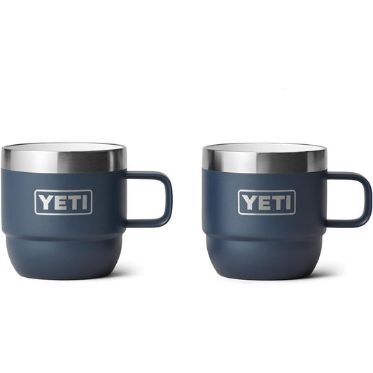 YETI Rambler Taza apilable de 6 onzas, acero inoxidable, aislamiento al aspiradora, taza de café expreso o café, paquete de 2, azul marino