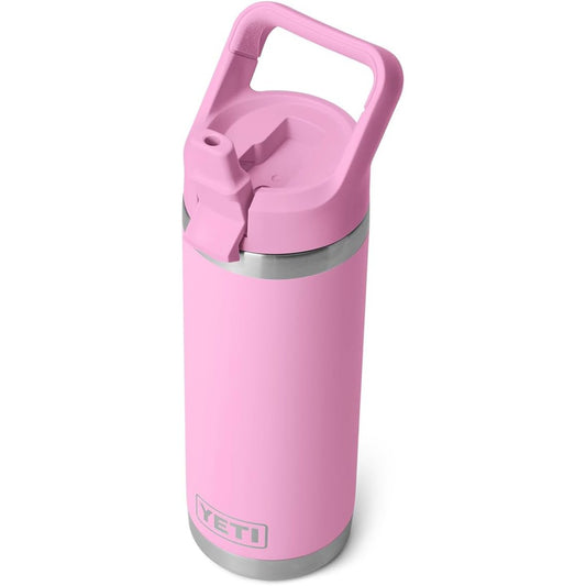 YETI Rambler Botella de 18 onzas, aislada al aspiradora, acero inoxidable con tapa de pajita a juego, color rosa pastel