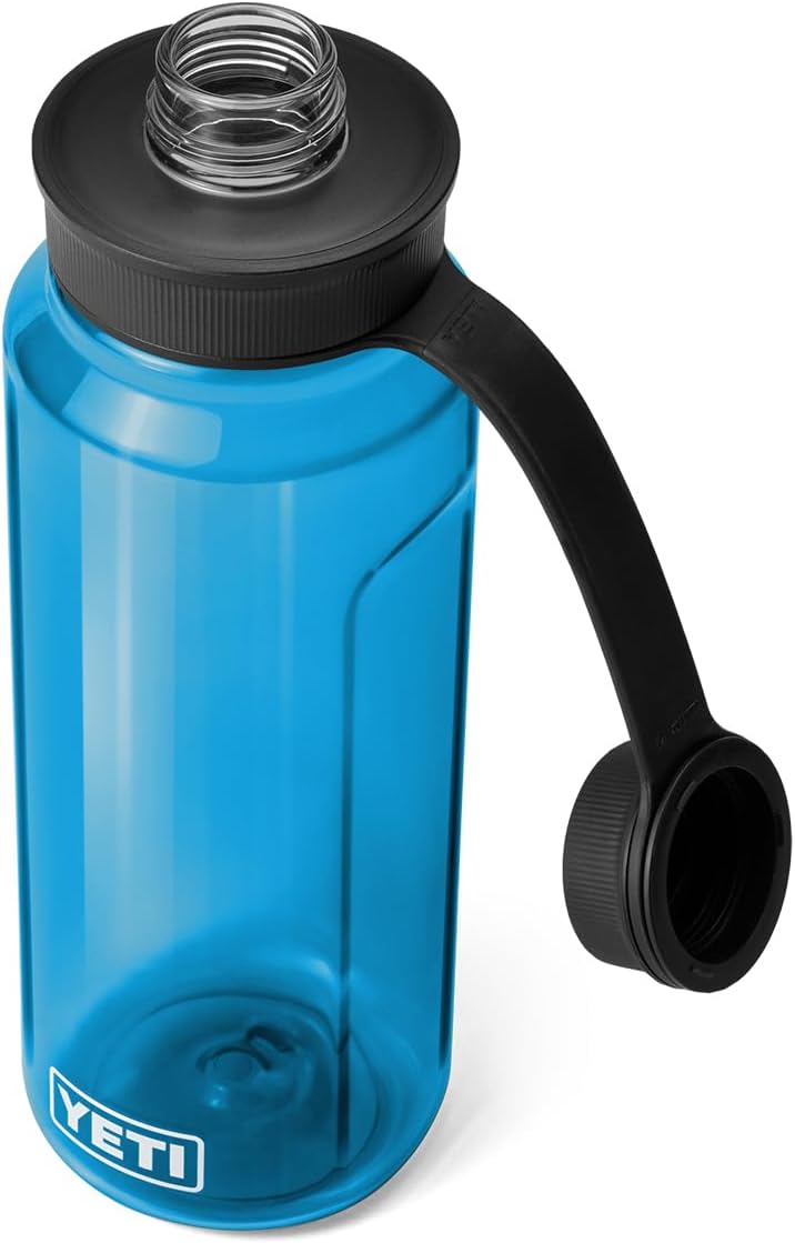 YETI Yonder Water Bottle with Yonder Tether Cap, Lightweight, Leakproof and BPA-Free 34 OZ BIG WAVE BLUE