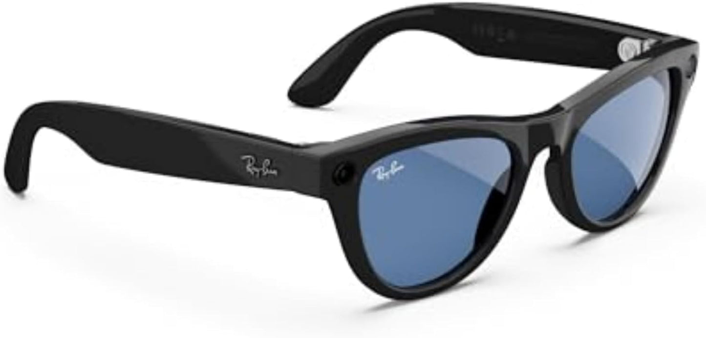 Ray-Ban | Meta Round, Skyler, Shiny Black/Transitions Cerulean Blue