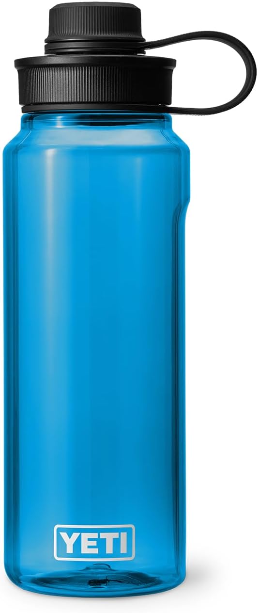 YETI Yonder Water Bottle with Yonder Tether Cap, Lightweight, Leakproof and BPA-Free 34 OZ BIG WAVE BLUE