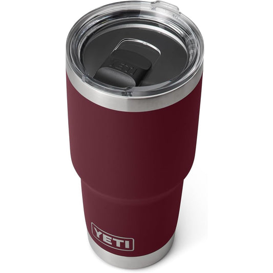 YETI Rambler Vaso de 30 onzas, acero inoxidable, aislado al aspiradora con tapa MagSlider, rojo VINO