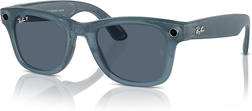 RAY-BAN | META WAYFARER sunglasses with Jeans Injected frame and Dusty Blue lenses