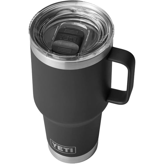 YETI Rambler - Taza de viaje de 30 onzas, acero inoxidable, aislada al aspiradora con tapa fuerte, NEGRO