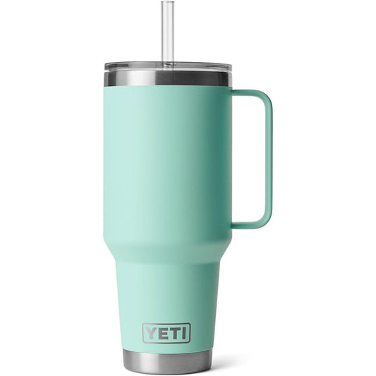 YETI Rambler - Taza con popote de 42 onzas, aislada al aspiradora, acero inoxidable - Aqua