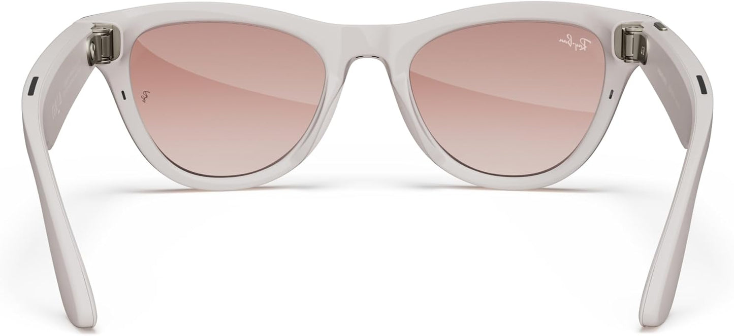 Ray-Ban | Meta Smart Glasses, Skyler, Shiny Chalky Grey/Cinnamon Pink