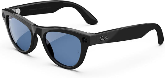 Ray-Ban | Meta Round, Skyler, Shiny Black/Transitions Cerulean Blue