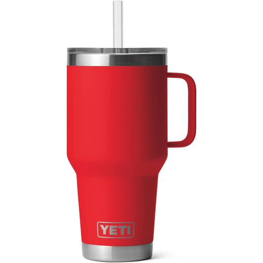 YETI Rambler - Taza con popote de 42 onzas, aislada al aspiradora, acero inoxidable - Rojo