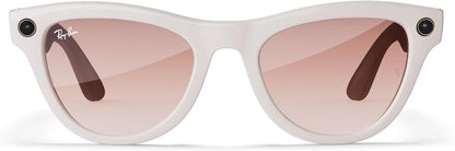 Ray-Ban | Meta Smart Glasses, Skyler, Shiny Chalky Grey/Cinnamon Pink