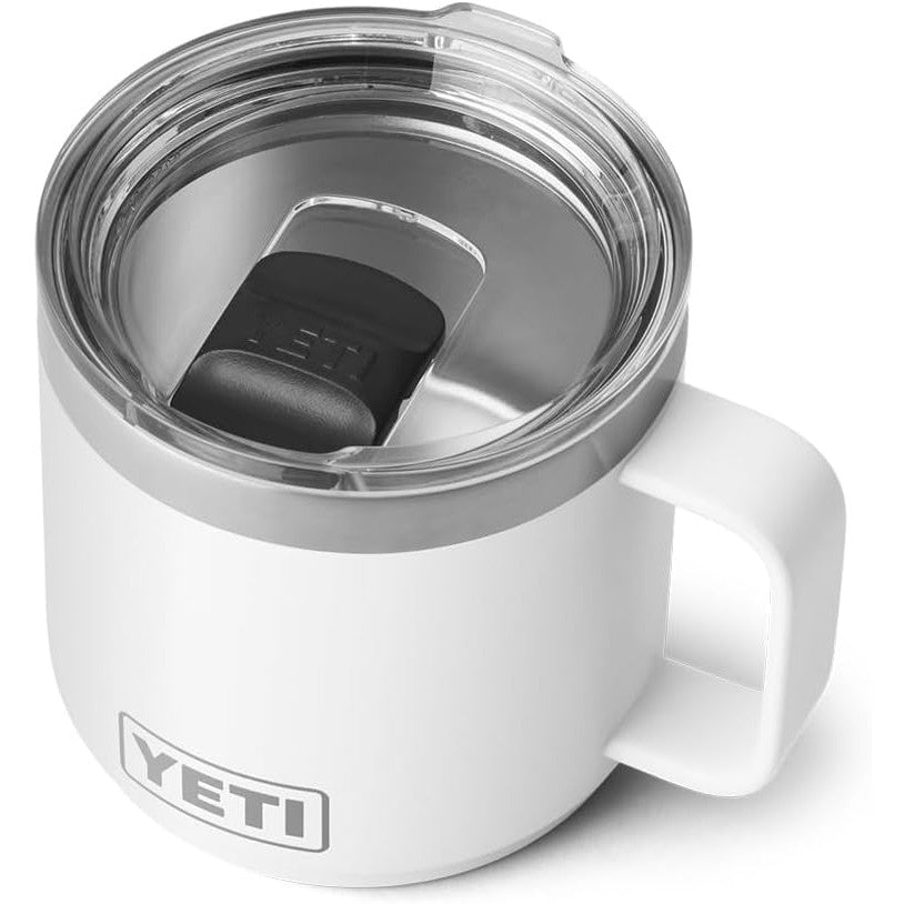 YETI Rambler Taza apilable de 14 onzas, aislada al vacío, acero inoxidable con tapa MagSlider, color blanco