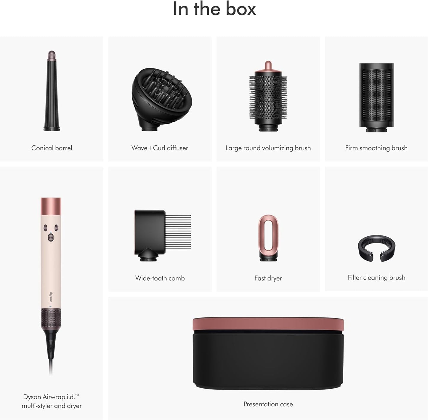 Dyson Airwrap i.d.™ Curly+Coily de cerámica rosa y oro rosa