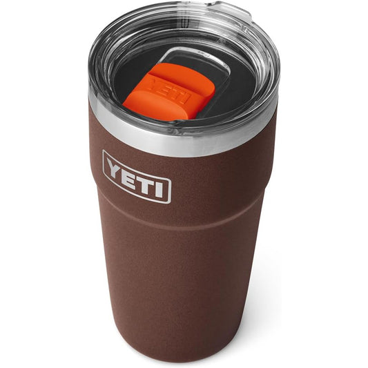 YETI Rambler - Vaso apilable de 20 onzas, acero inoxidable, aislado al aspiradora con tapa MagSlider, color café