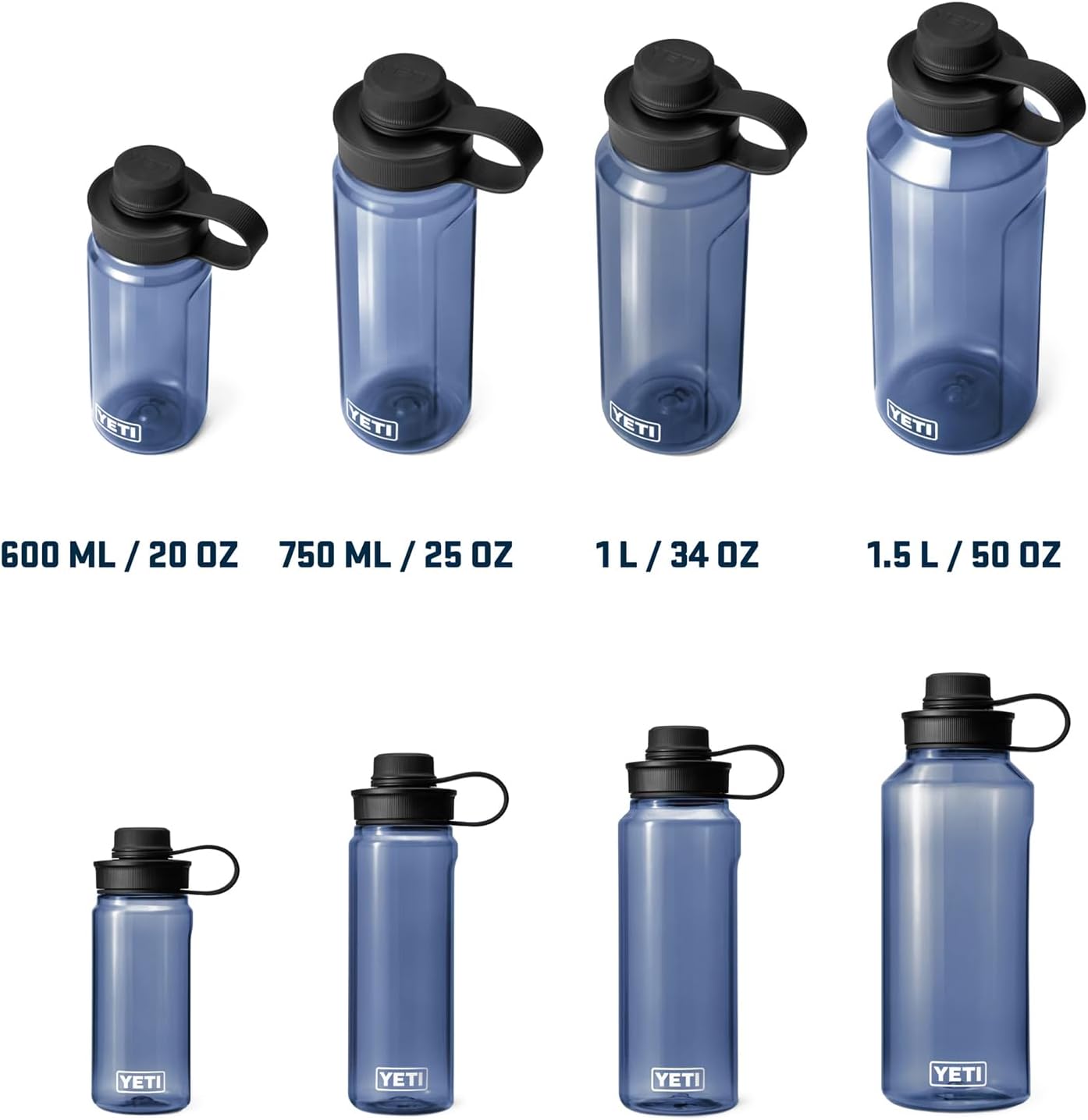 YETI Yonder Water Bottle with Yonder Tether Cap, Lightweight, Leakproof and BPA-Free 34 OZ BIG WAVE BLUE