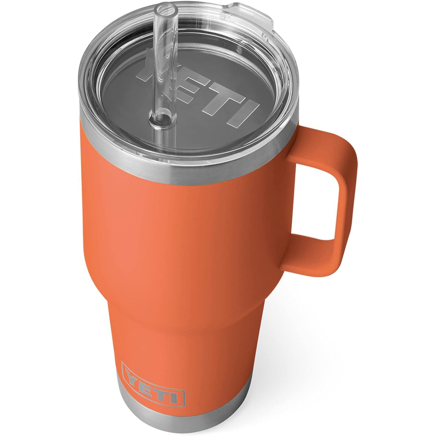 YETI Rambler - Vaso de 1.2 L con asa y tapa de popote, vaso de agua de viaje, vaso aislado al vacío con asa acero inoxidable, naranja