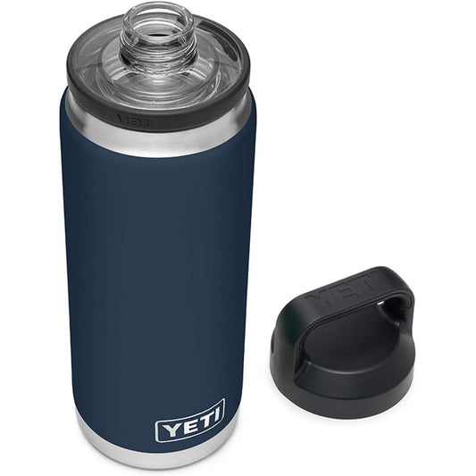 YETI Rambler - Botella de 26 oz, aislada al vacío, acero inoxidable con tapa Chug, azul marino.