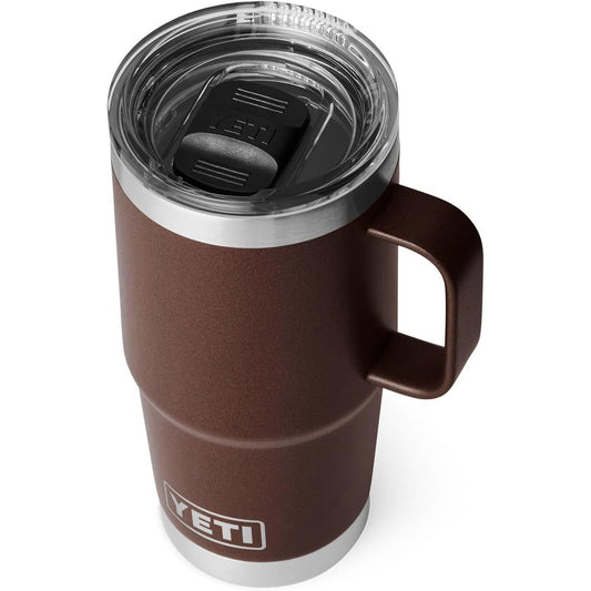 YETI Rambler - Taza de viaje de 20 onzas, acero inoxidable, aislada al aspiradora con tapa fuerte, color café