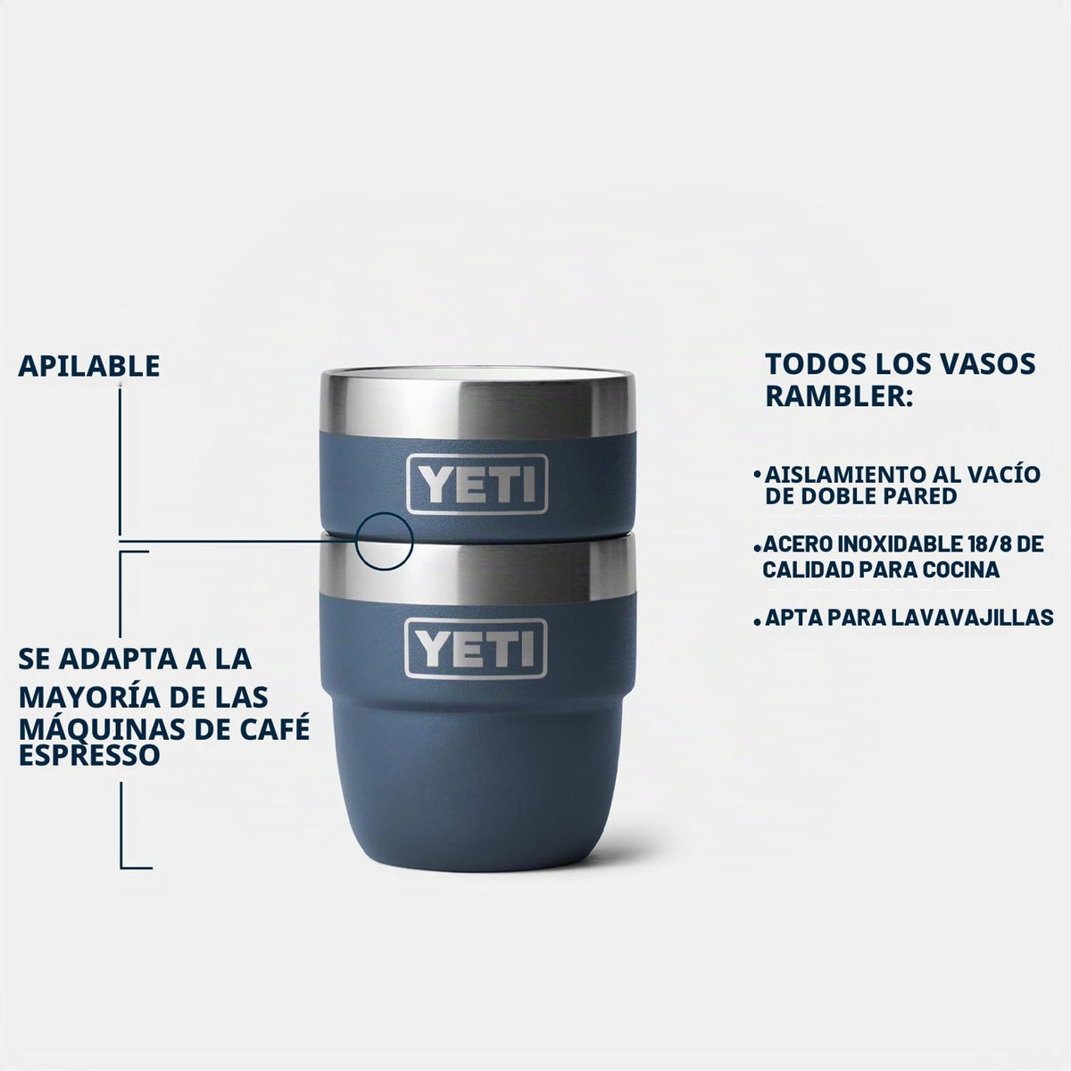YETI Rambler tazas apilables de 4 oz (118 ml) paquete de 2 – Big Wave Blue – foto 2
