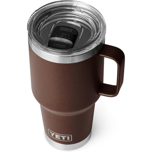 YETI Rambler - Taza de viaje de 30 onzas, acero inoxidable, aislada al aspiradora con tapa fuerte, color café