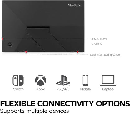 ViewSonic VA1653-15.6" Monitor IPS portátil de 1080p con USB C y Mini-HDMI