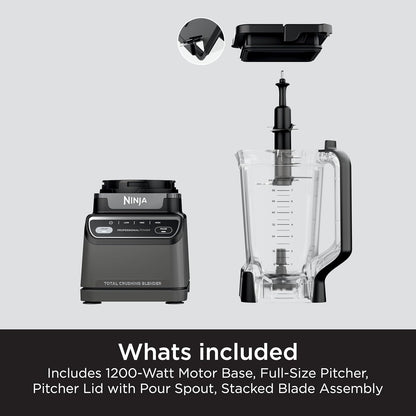 NINJA Licuadora Profesional, 1200 Vatios, Programa Auto-iQ, Cuchillas Total Crushing, Jarra de Licuadora de 72 Oz, 4 Velocidades, Licuados y Bebidas Congeladas, Negro, BR201AMZ