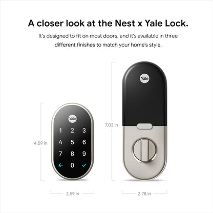 Google Nest x Yale Lock with Nest Connect, Satin Nickel