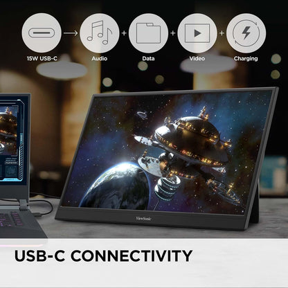 ViewSonic VA1653-15.6" Monitor IPS portátil de 1080p con USB C y Mini-HDMI