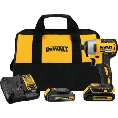 DEWALT 20 V MAX* Kit de destornillador de impacto inalámbrico, sin escobillas, 1/4 pulgadas
