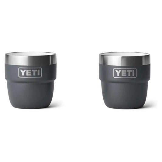 YETI Rambler Taza apilable de 4 onzas, acero inoxidable, taza de café expreso/café, paquete de 2 - Negro