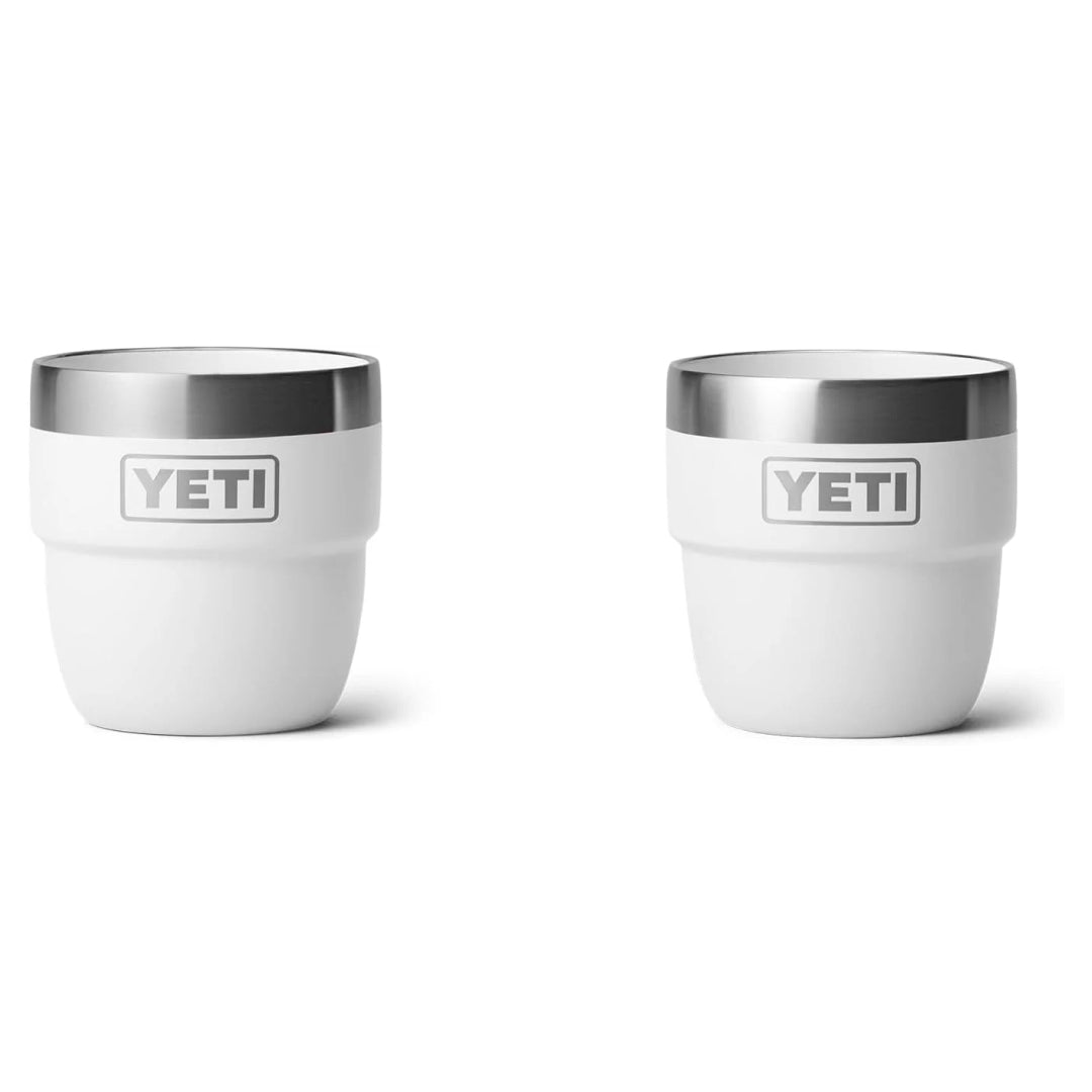 YETI Rambler Taza apilable de 4 onzas, acero inoxidable, taza de café expreso/café, paquete de 2 - Blanco