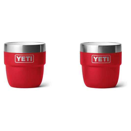 YETI Rambler - Taza de 4 onzas acero inoxidable con aislamiento al vacío, paquete con 2, color rojo