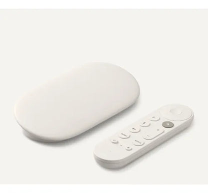 Reproductor de streaming Google TV Streamer 4K en color porcelana con control remoto por voz